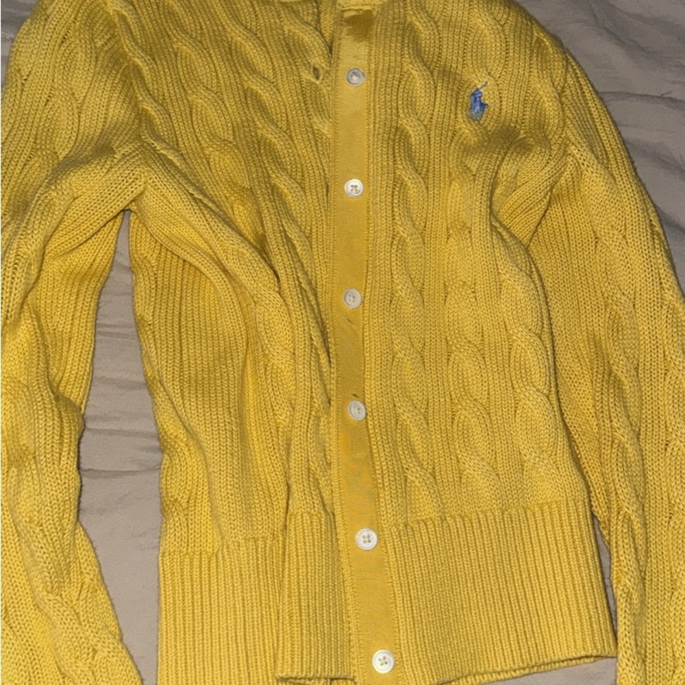 Polo by Ralph Lauren Yellow Cable Knit Cardigan